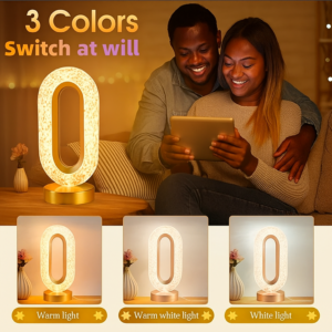 Oval crystal table lamp