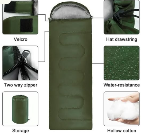 Lightweight Camping Sleeping Bag Warm Envelope Outdoor Backpack